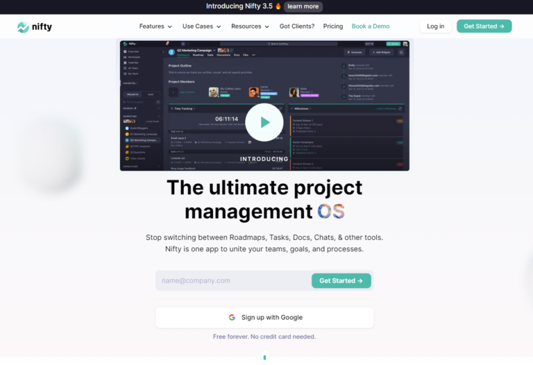 Nifty: The Remote Collaboration Hub for Project Management, Tasks, and Communications